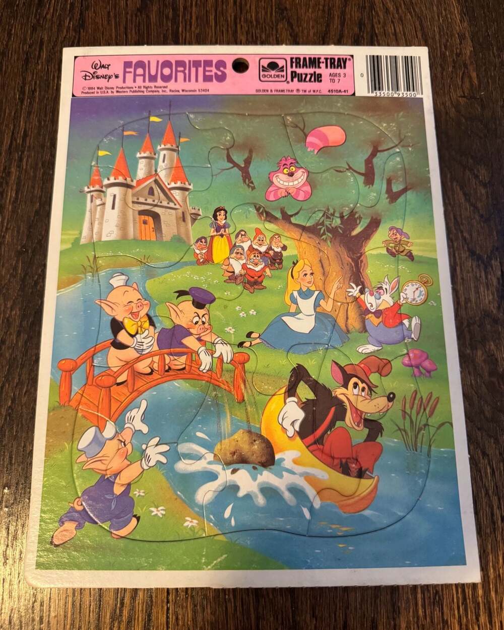 VINTAGE 1984 Disney Favorites Frame Tray Puzzle Snow White 3 Little Pigs Alice